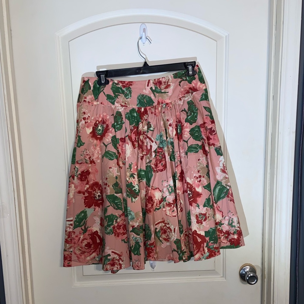 Talbots pink floral A-line skirt / size 12 / excellent condition